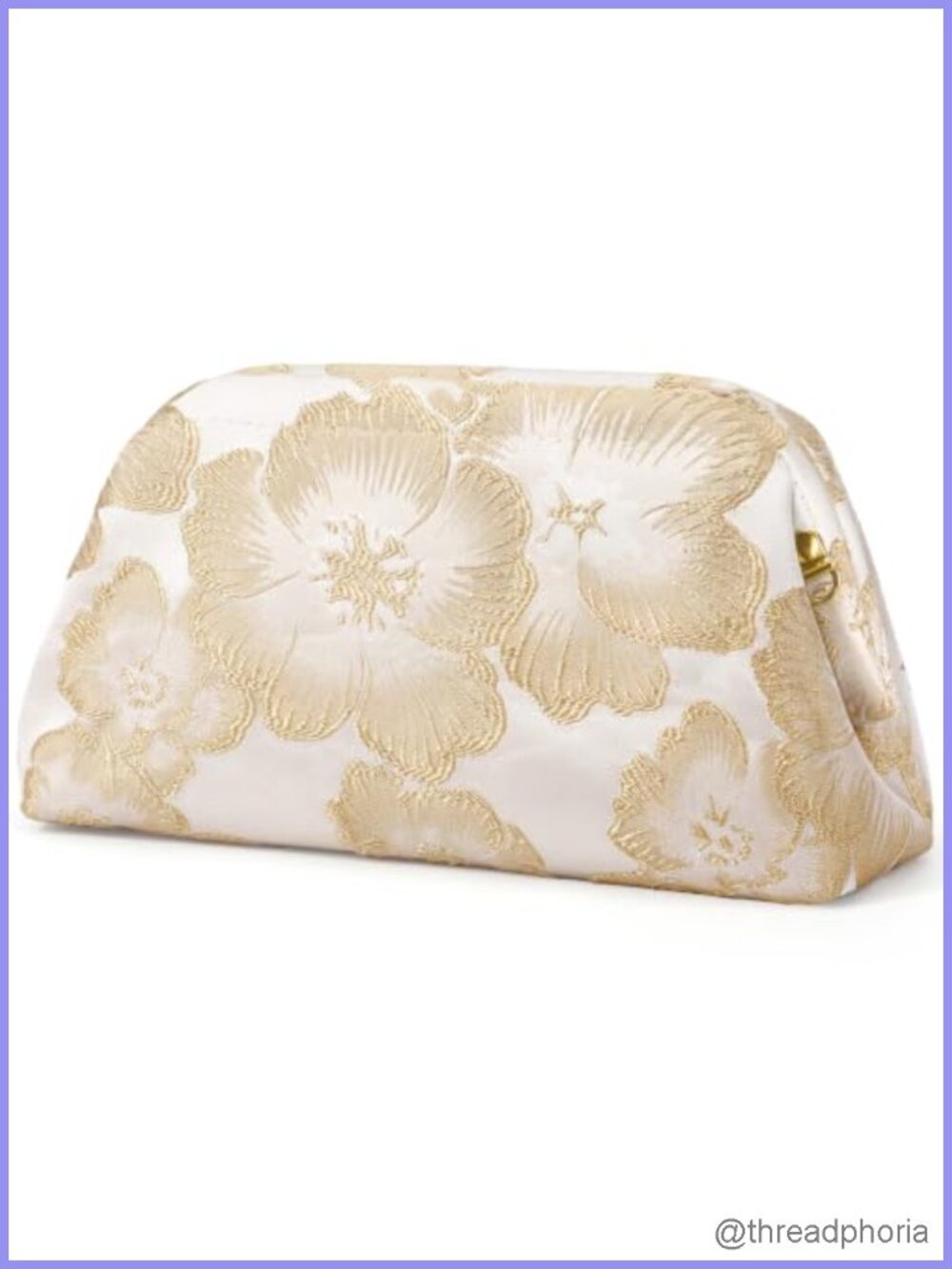 Kisslock Floral Embroidered Evening Clutch with Detachable Chain for Weddings